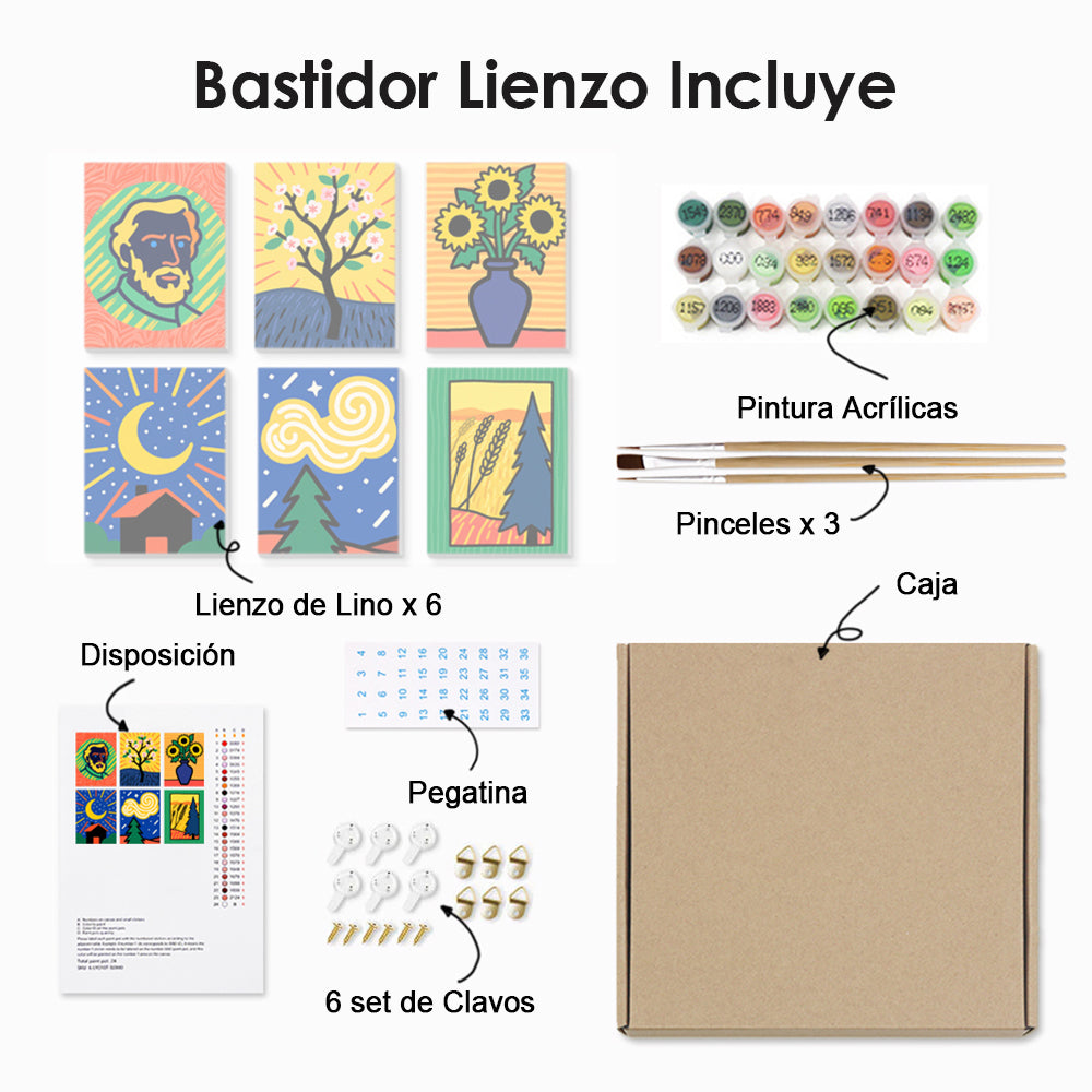 Las Pinturas de Van Gogh 6 Partes Mini Pintar por Números