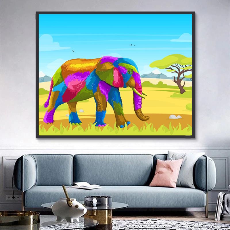 Elefante Colorido en la Estepa Pintar por Números Niños