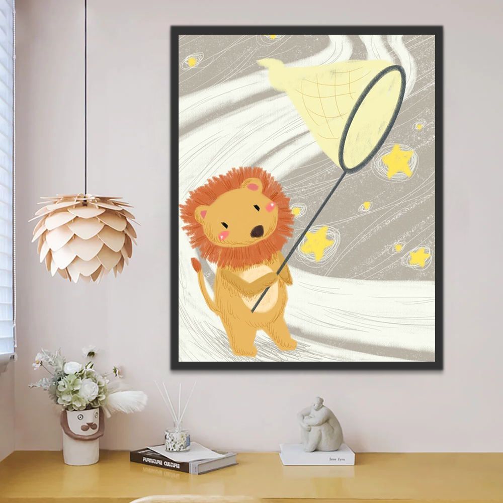 Leoncito y Redes para Mariposa Pintar por Números Niños