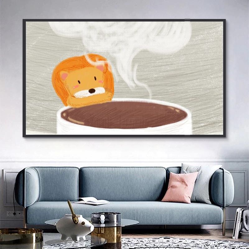 Leoncito y Taza de Café Pintar por Números Niños
