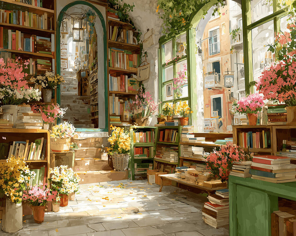 Librería Llena de Flores Pintar por Números