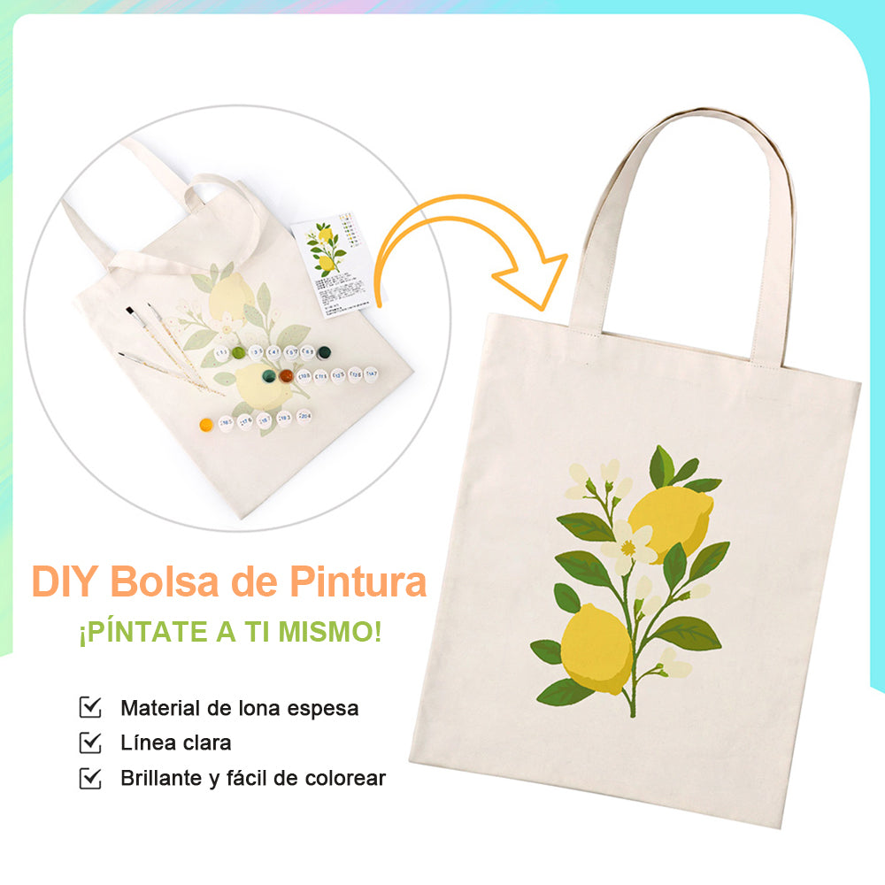 Limones Amarillos y Flores Blancas Bolsa de Lienzo Pintar por Números