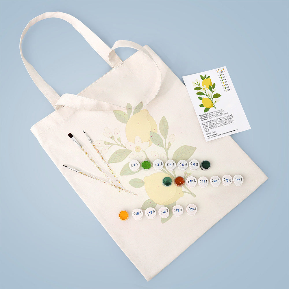 Limones Amarillos y Flores Blancas Bolsa de Lienzo Pintar por Números