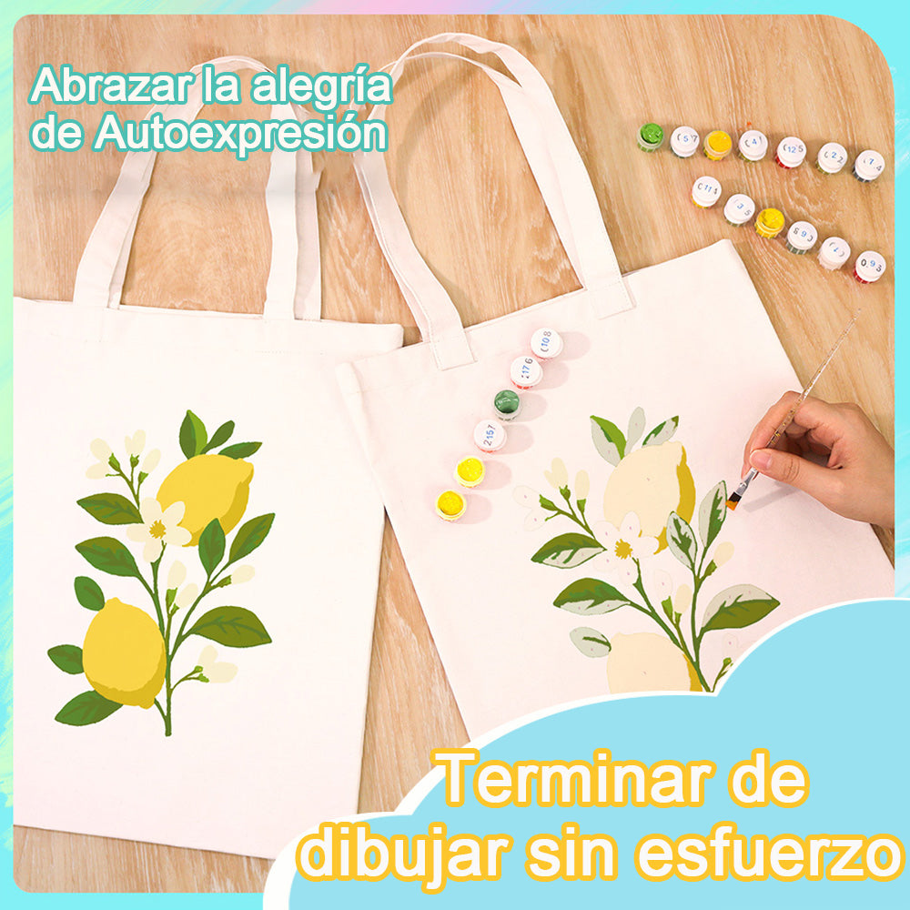 Limones Amarillos y Flores Blancas Bolsa de Lienzo Pintar por Números