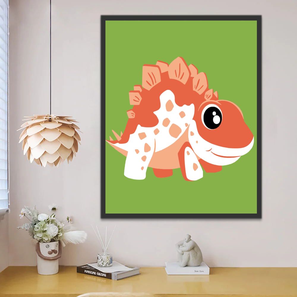 Lindo Bebé Stegosaurus de Dibujos Animados Pintar por Números Niños