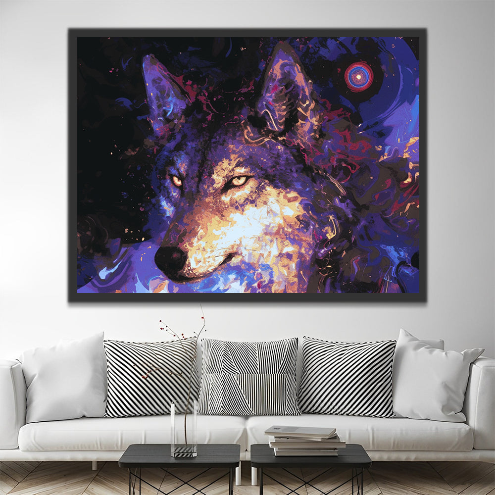 Lobo Morado y Fondo Negro Pintar por Números