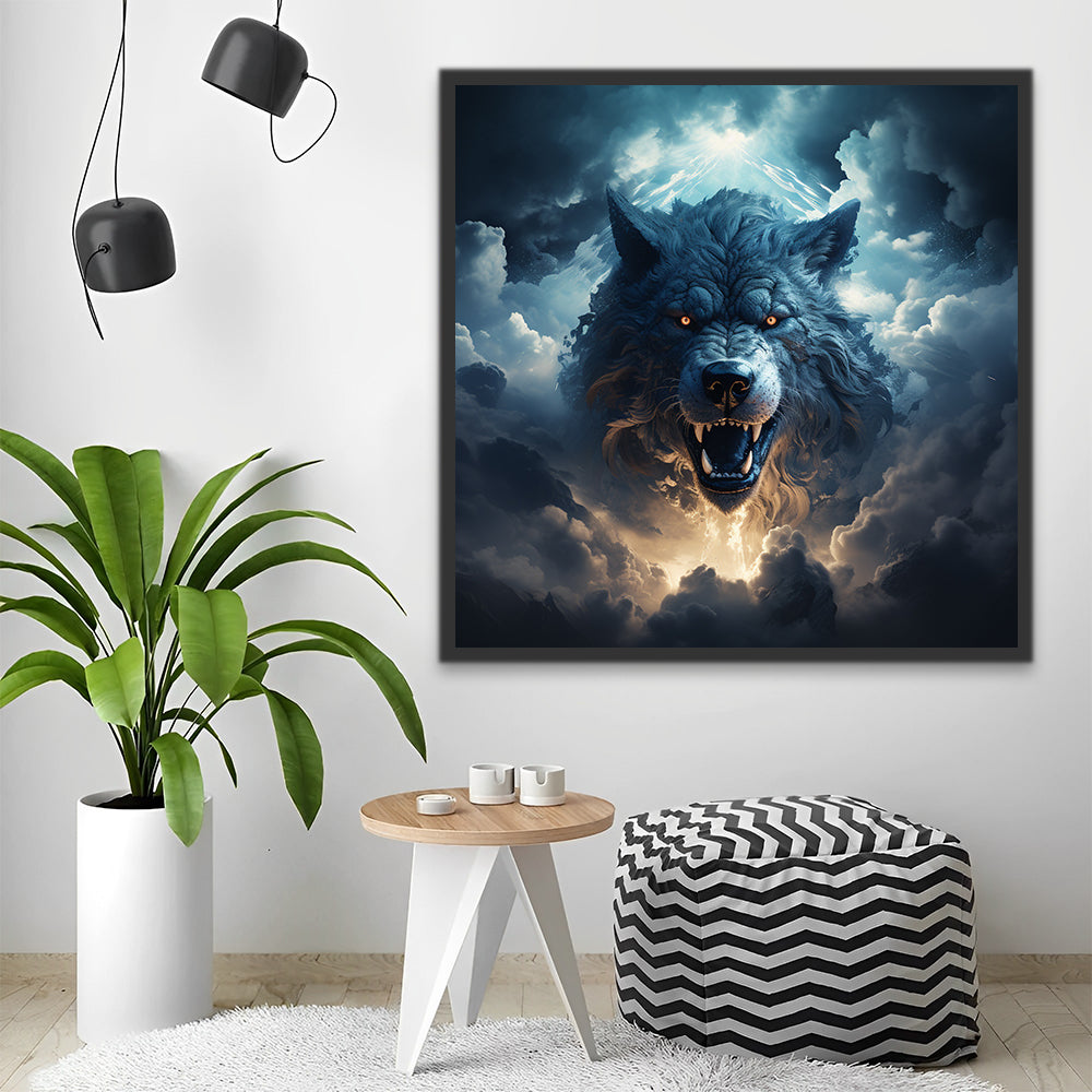 Lobo Rugiendo en las Nubes Pintar por Números
