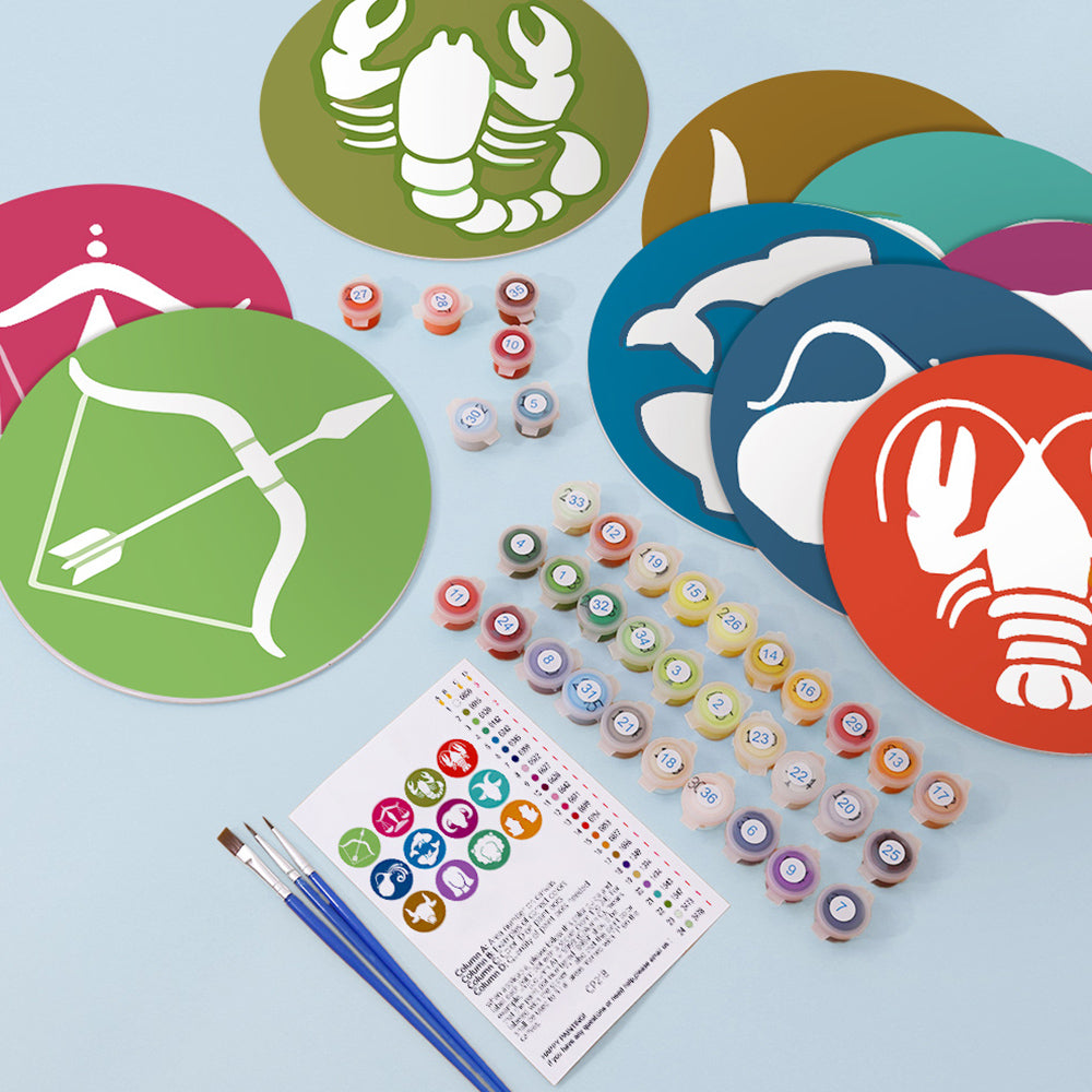 Logotipo de Constelación de Dibujos Animados 12 Salvamanteles Pintar por Números