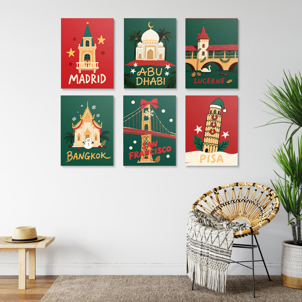 Los Lugares Conocidos en Navidad 6 Partes Mini Pintar por Números
