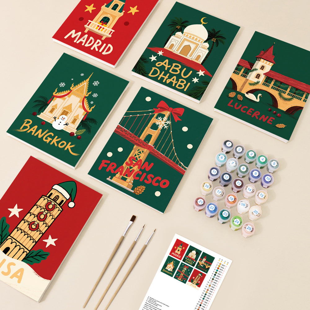 Los Lugares Conocidos en Navidad 6 Partes Mini Pintar por Números