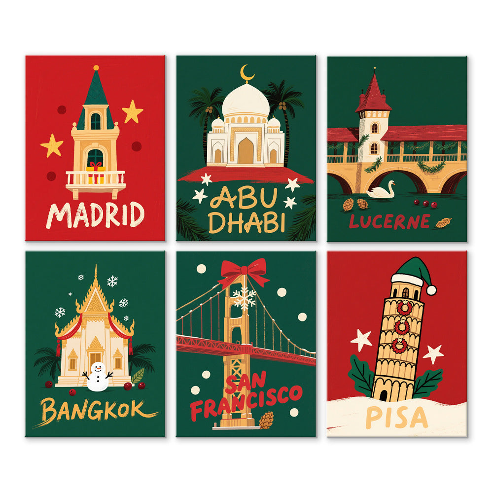 Los Lugares Conocidos en Navidad 6 Partes Mini Pintar por Números