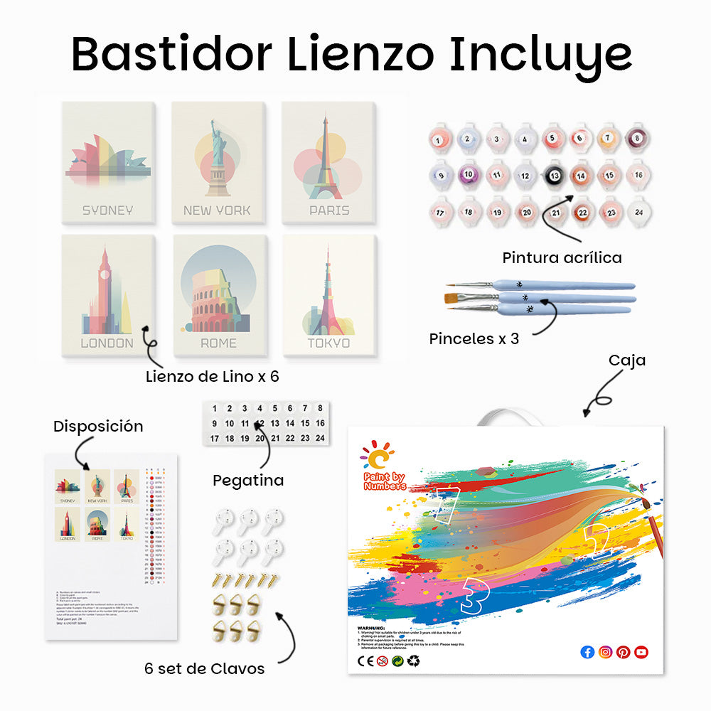 Lugar Conocido de Ciudad 6 Partes Mini Pintar por Números