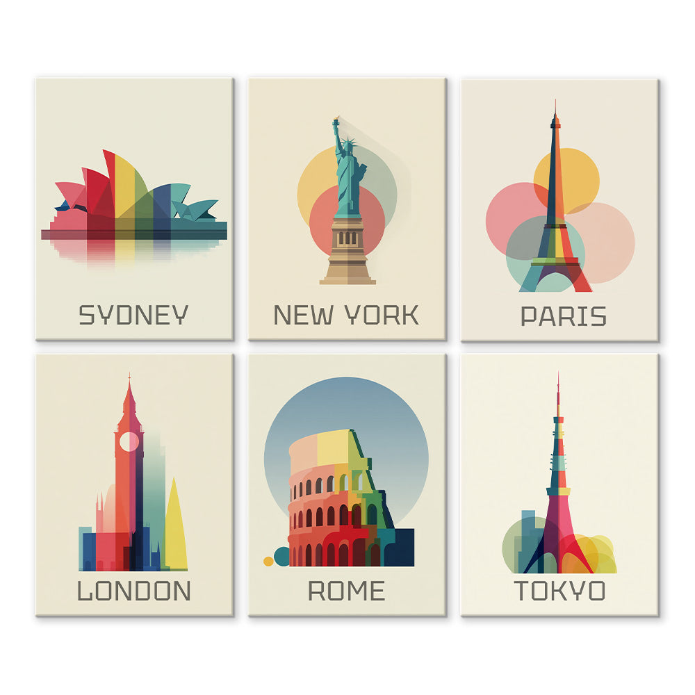 Lugar Conocido de Ciudad 6 Partes Mini Pintar por Números