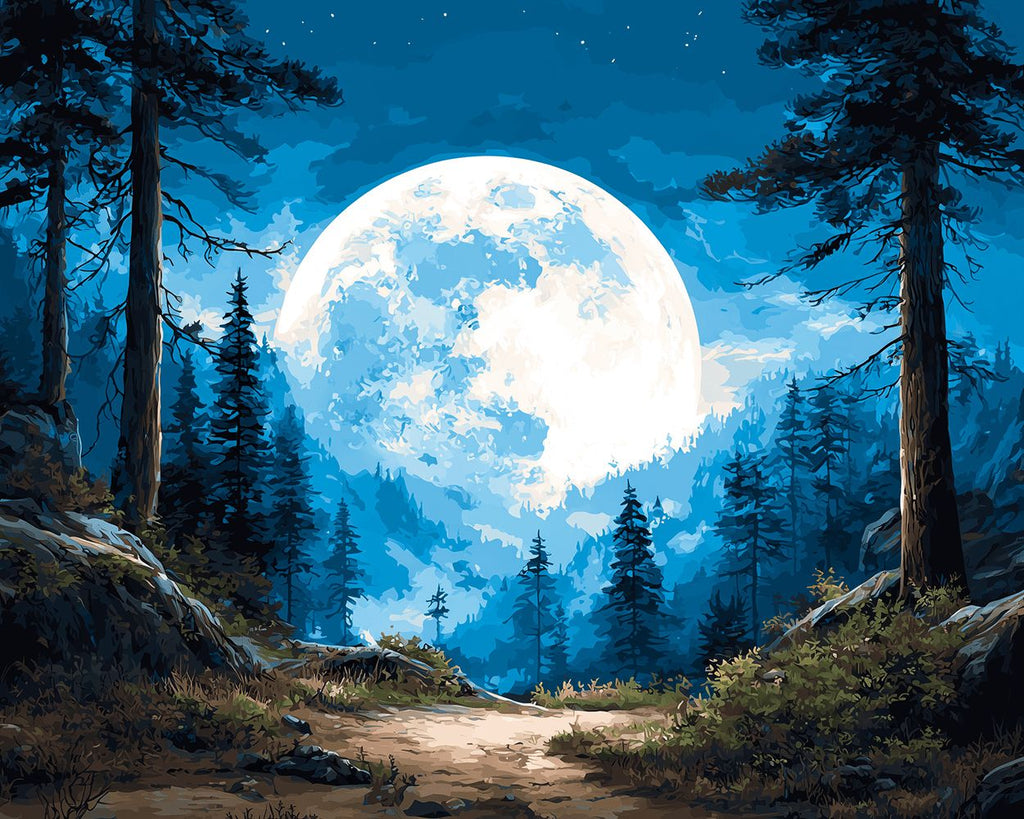 Luna Grande en el Bosque Pintar por Números