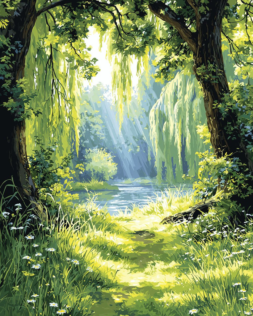 Luz del Sol en el Bosque Verde Pintar por Números