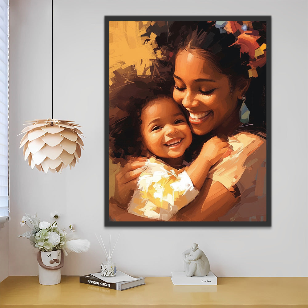 Madre Feliz y Su Niño con Sonrisa Pintar por Números