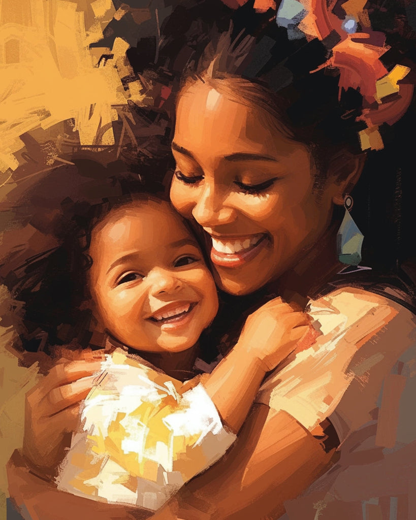 Madre Feliz y Su Niño con Sonrisa Pintar por Números