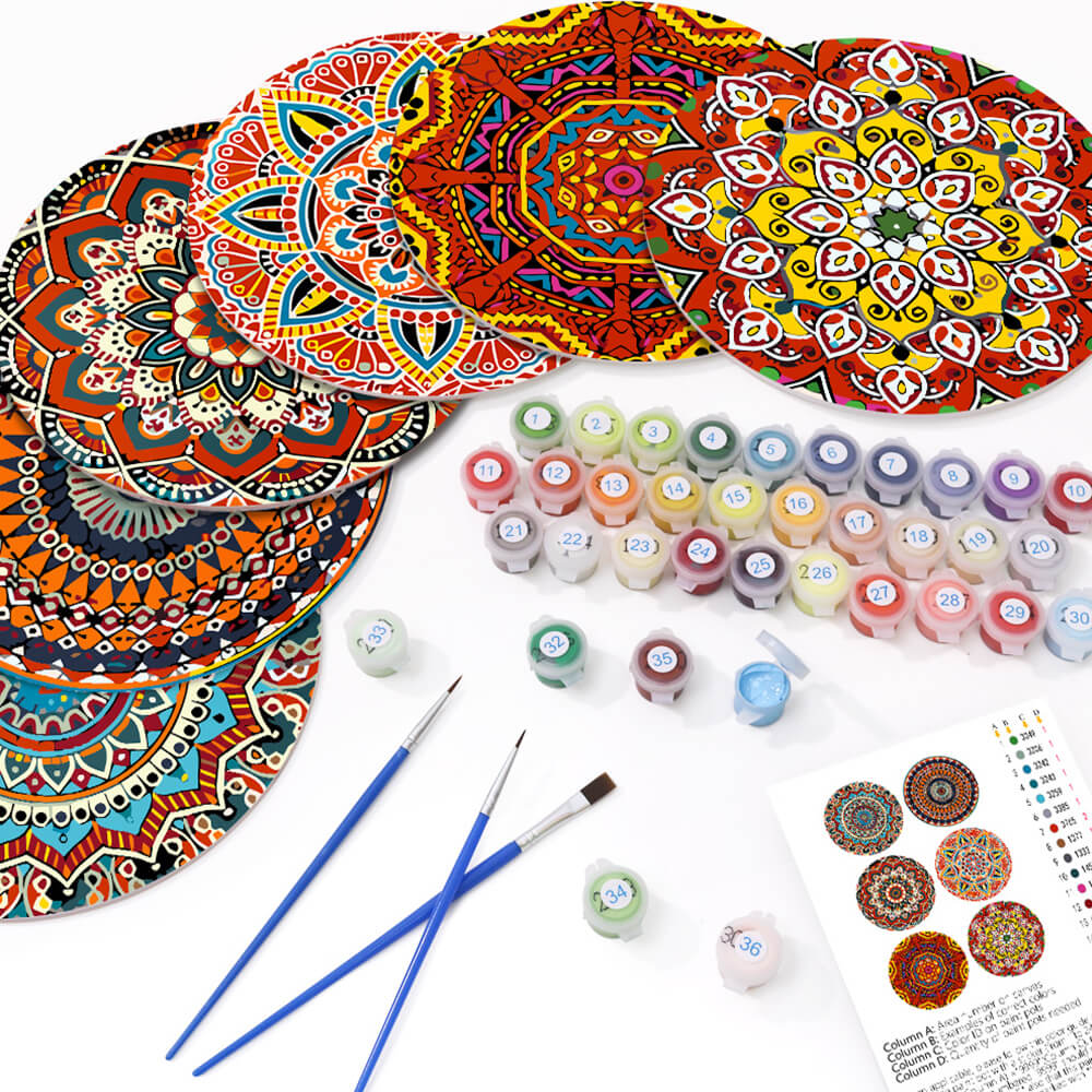 Mandala Complejo 6 Salvamanteles Pintar por Números