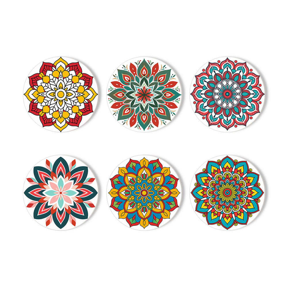Mandala con Forma de Loto 6 Posavasos Pintar por Números