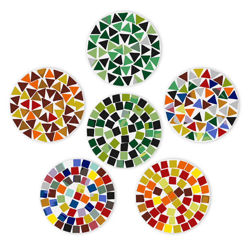 Mandala de Bloques de Color 6 Salvamanteles Pintar por Números