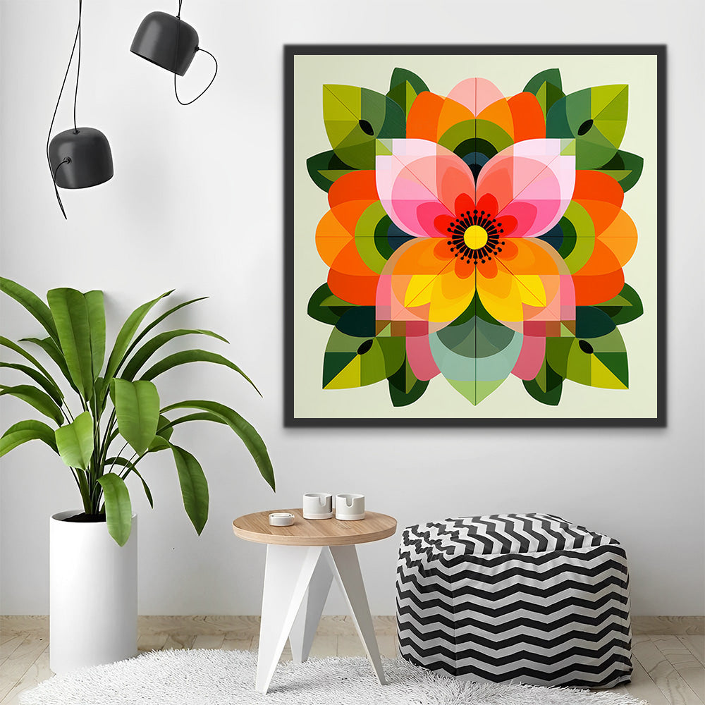 Mandala de Hojas y Flores Pintar por Números