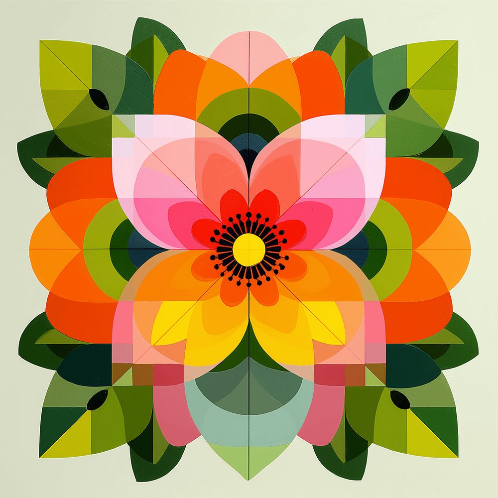 Mandala de Hojas y Flores Pintar por Números