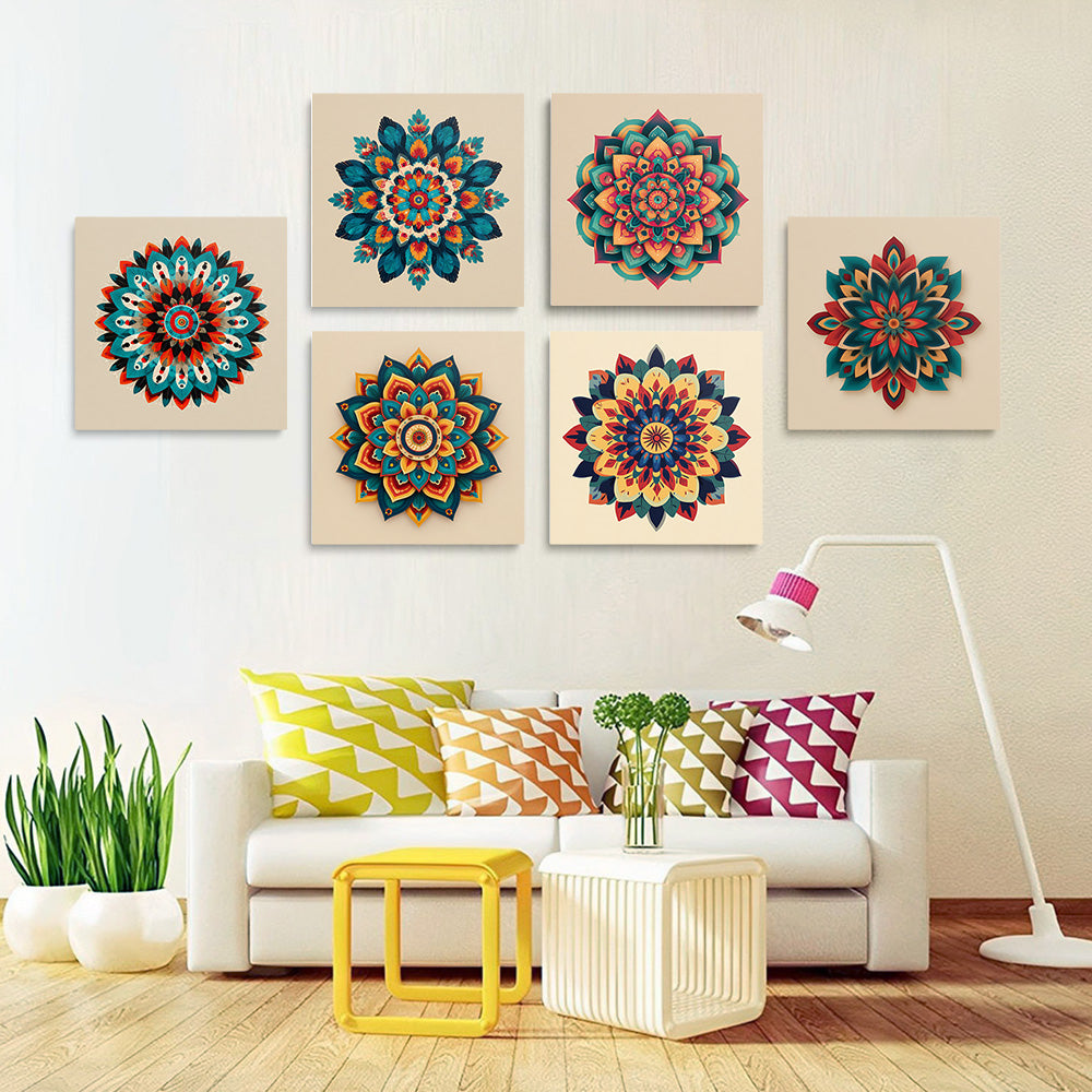 Mandala de Loto 6 Partes Mini Pintar por Números