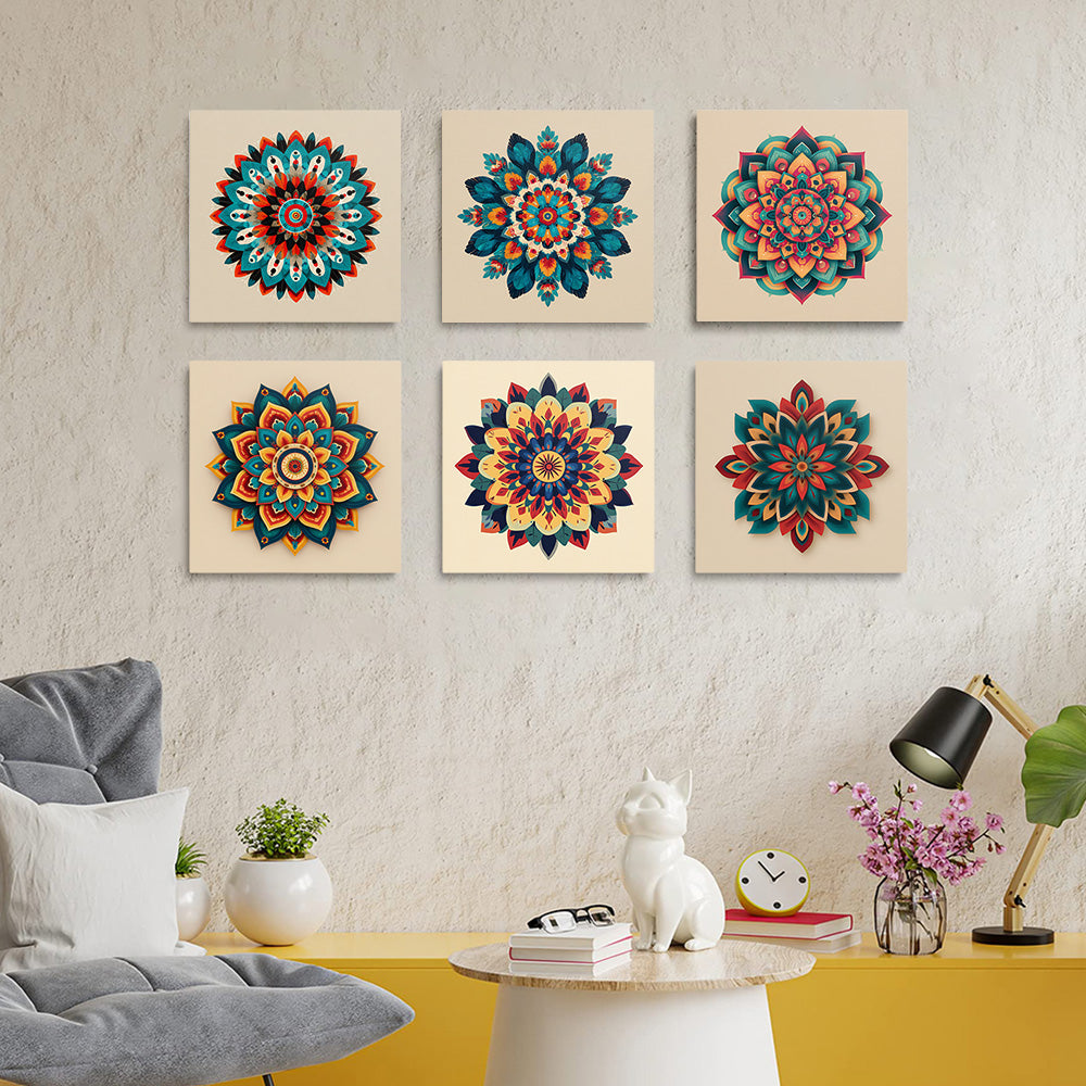 Mandala de Loto 6 Partes Mini Pintar por Números