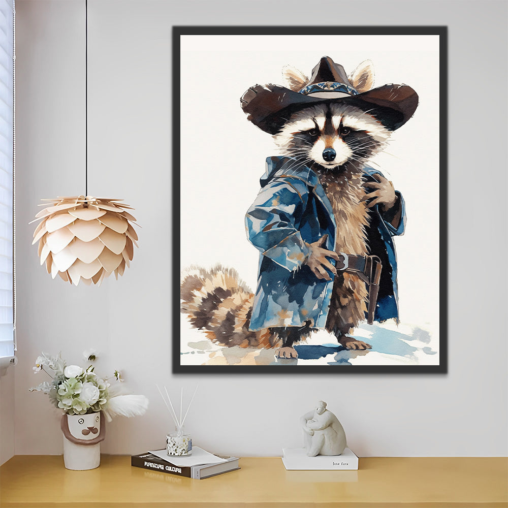 Mapache con Sombrero y Abrigo Pintar por Números