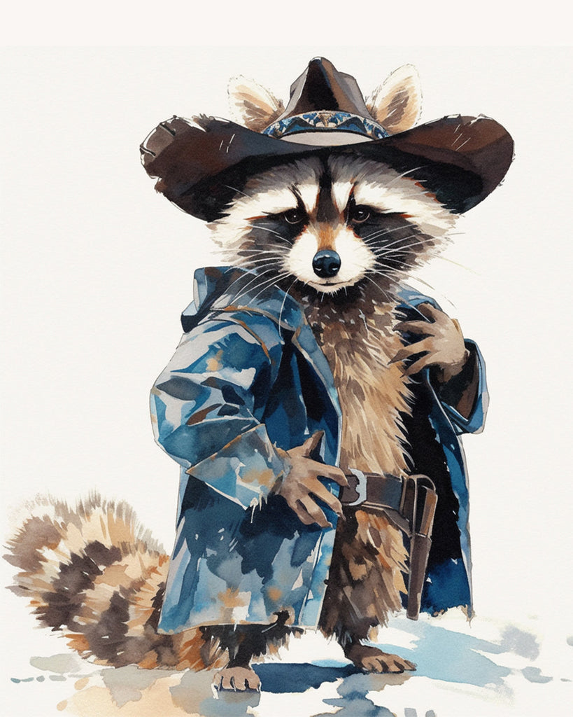 Mapache con Sombrero y Abrigo Pintar por Números