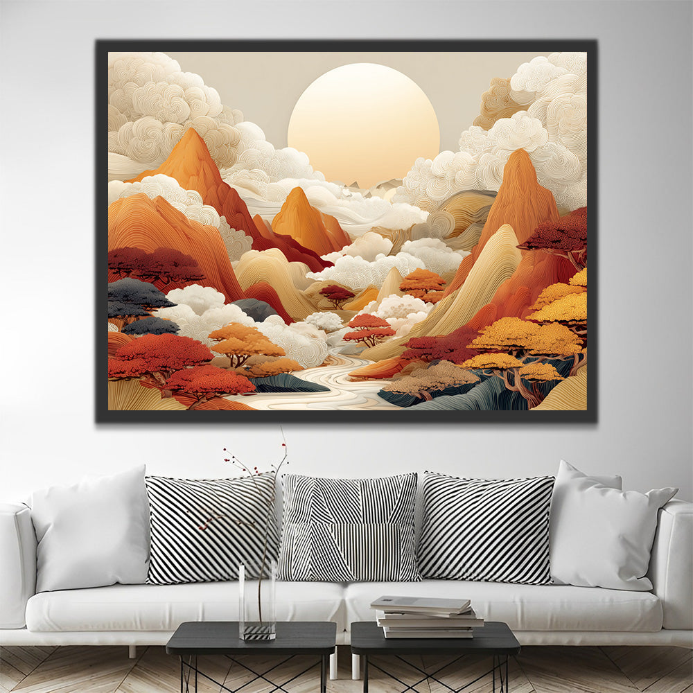 Mar de Nubes y Montañas al Amanecer Pintar por Números