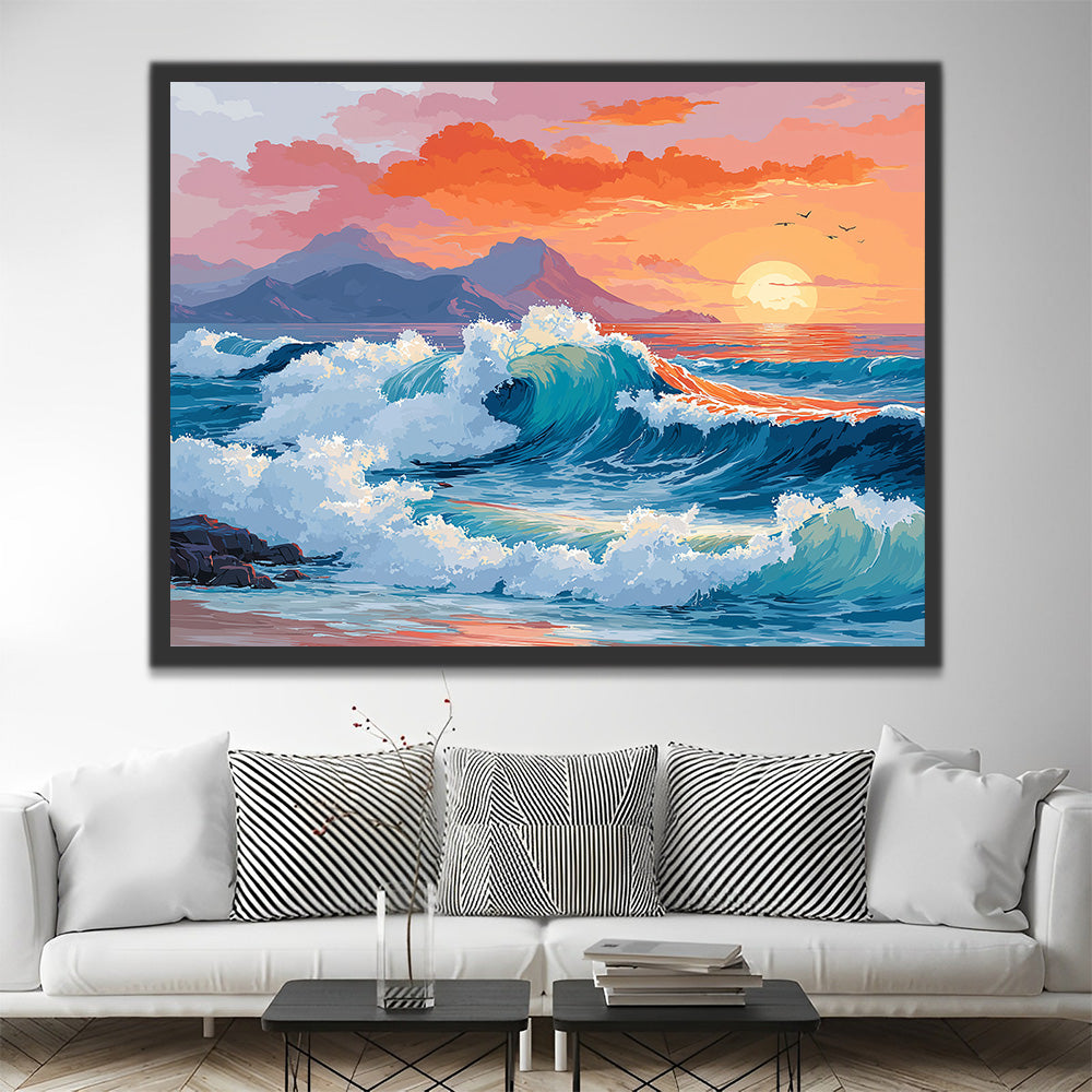 Mar Picado al Atardecer Pintar por Números