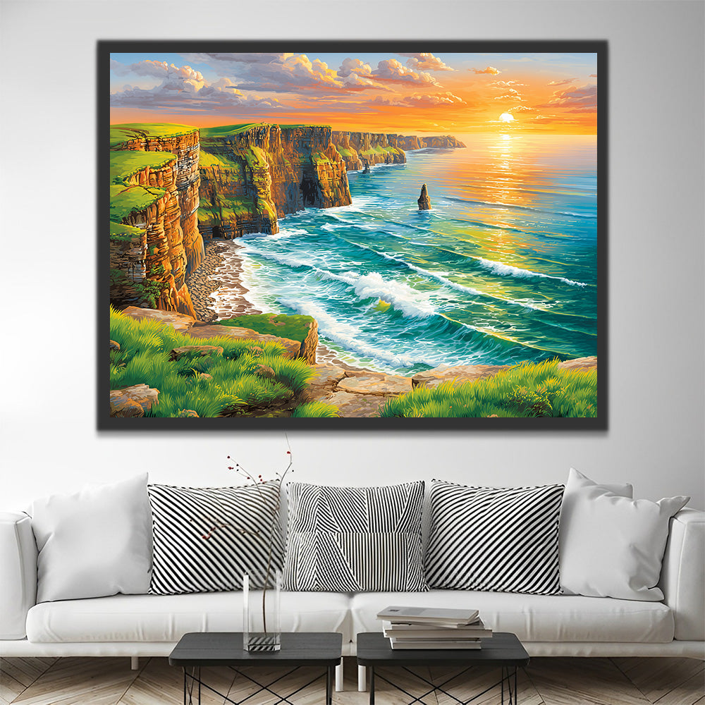 Mar y Acantilados al Amanecer Pintar por Números