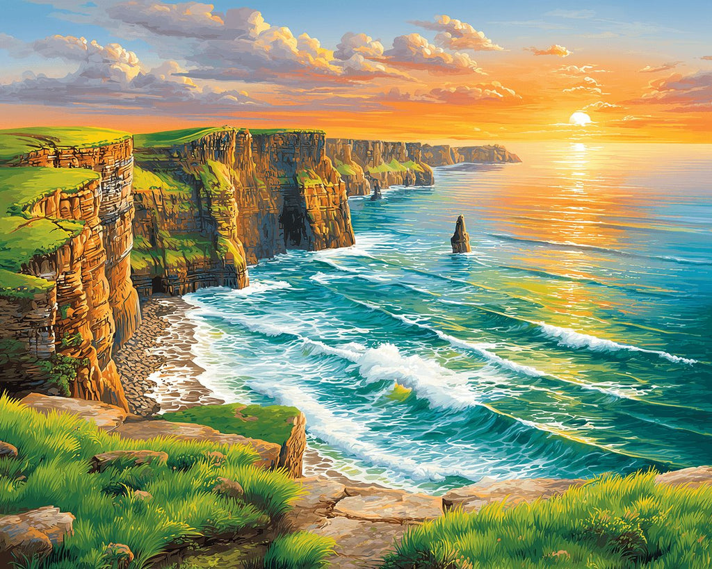 Mar y Acantilados al Amanecer Pintar por Números
