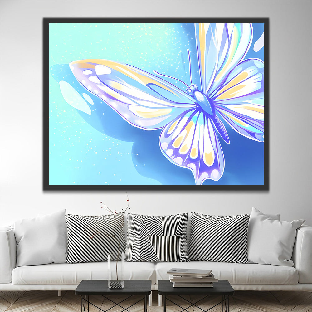 Mariposa de Colores Brillantes y Fondo Azul Pintar por Números