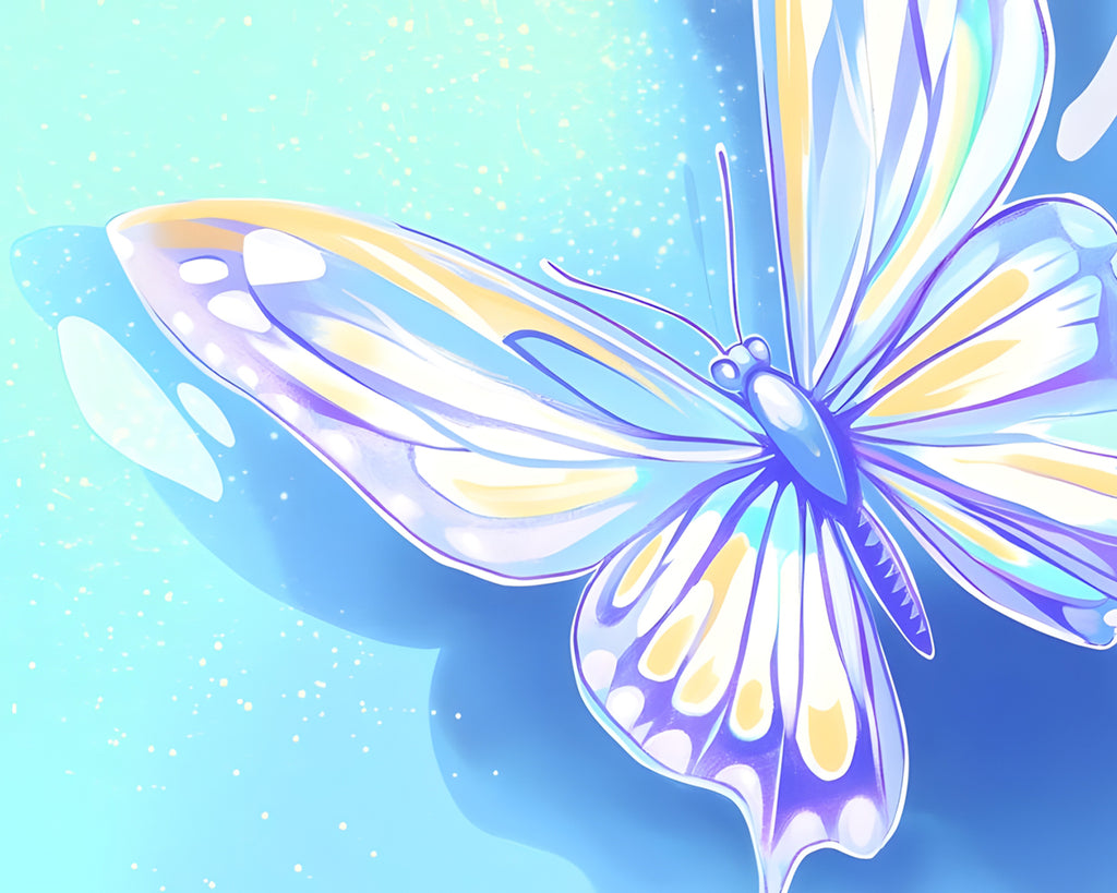 Mariposa de Colores Brillantes y Fondo Azul Pintar por Números