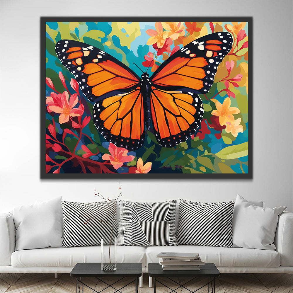 Mariposa Monarca en las Flores Pintar por Números