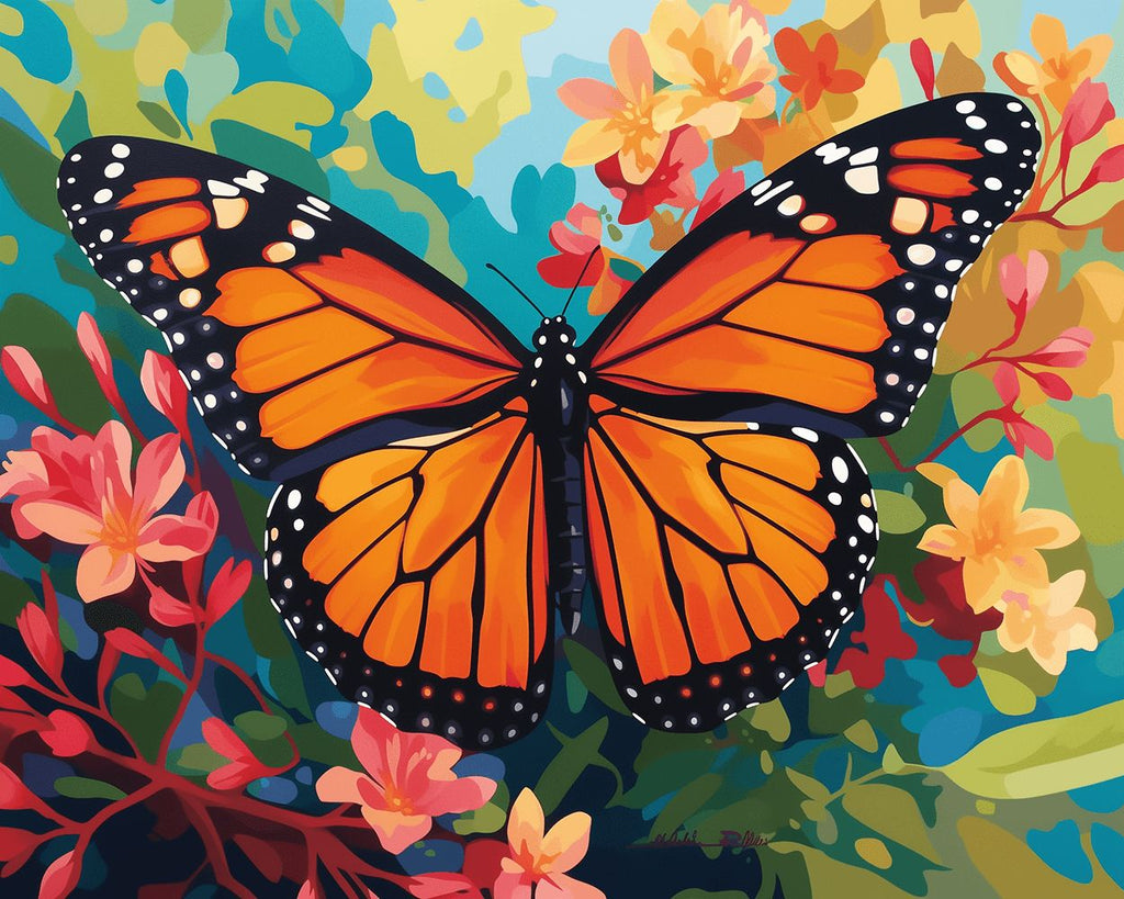 Mariposa Monarca en las Flores Pintar por Números
