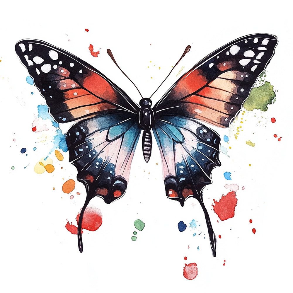 Mariposa Negra Colorida Mini Pintar por Números
