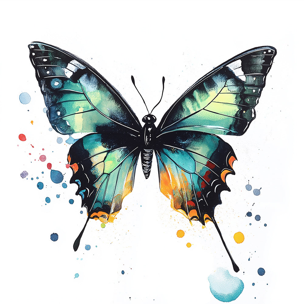 Mariposa Verde Colorida Mini Pintar por Números
