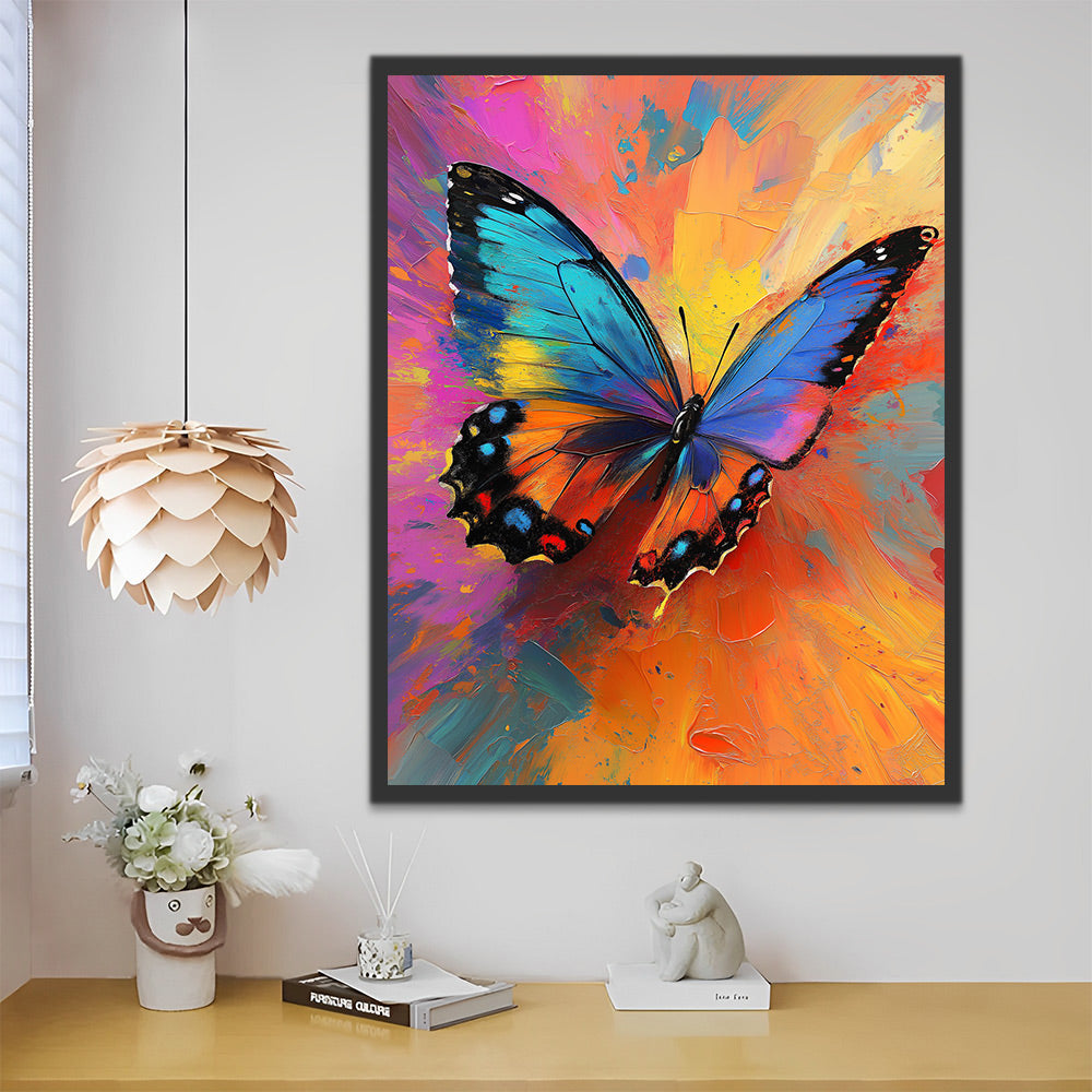 Mariposa Volando y Fondo Colorido Pintar por Números