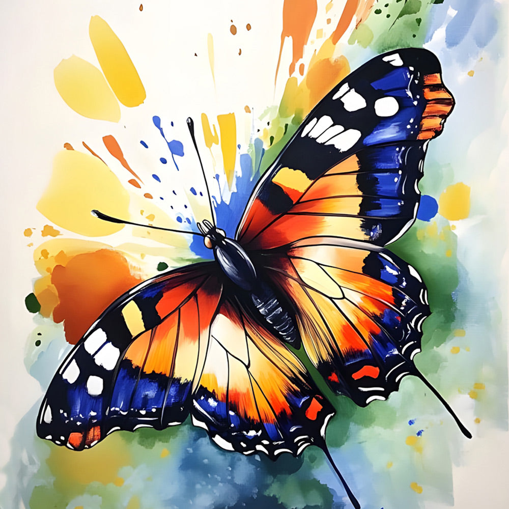 Mariposa Volando y Fondo Colorido Pintar por Números