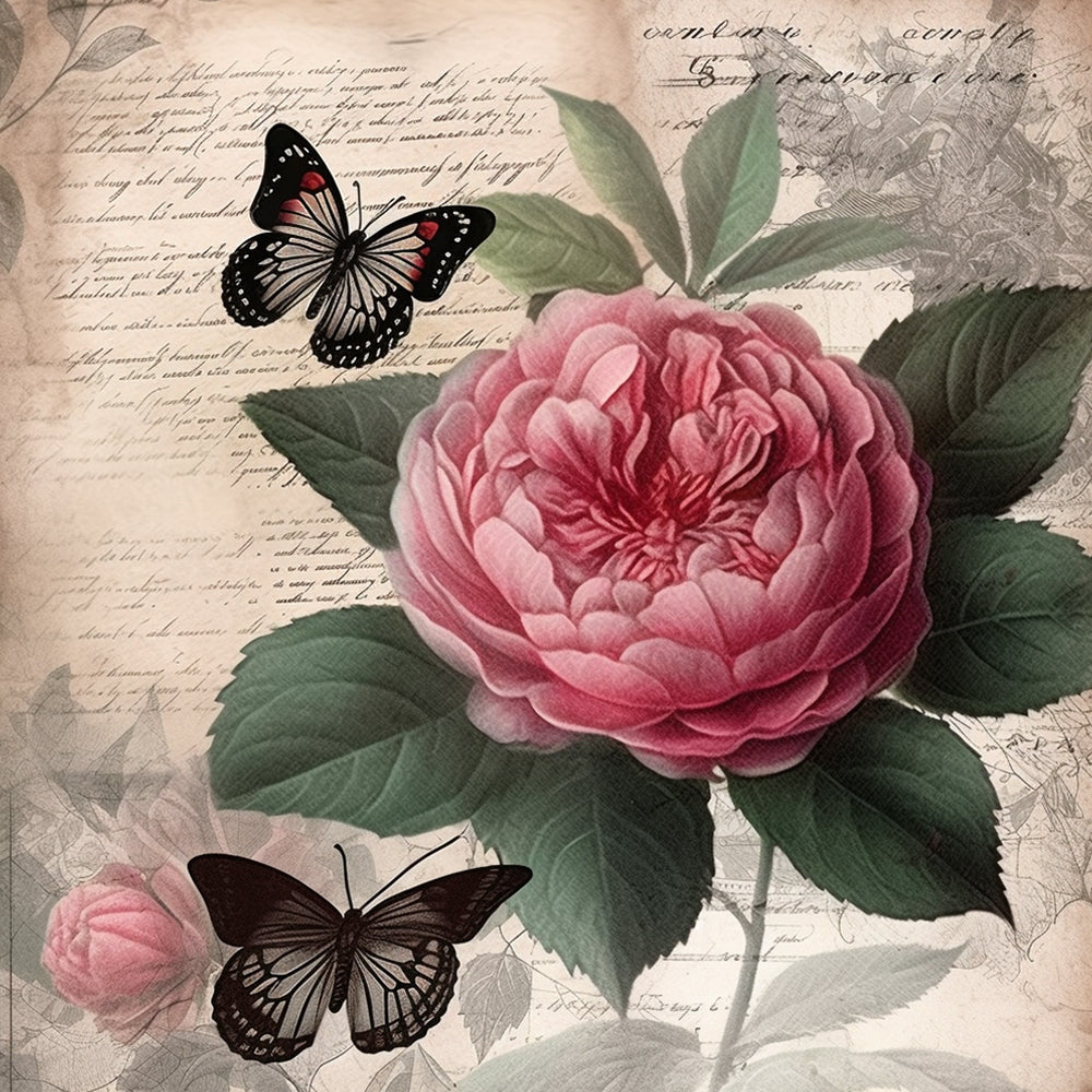 Mariposas con Flores de Peonía Pintar por Números