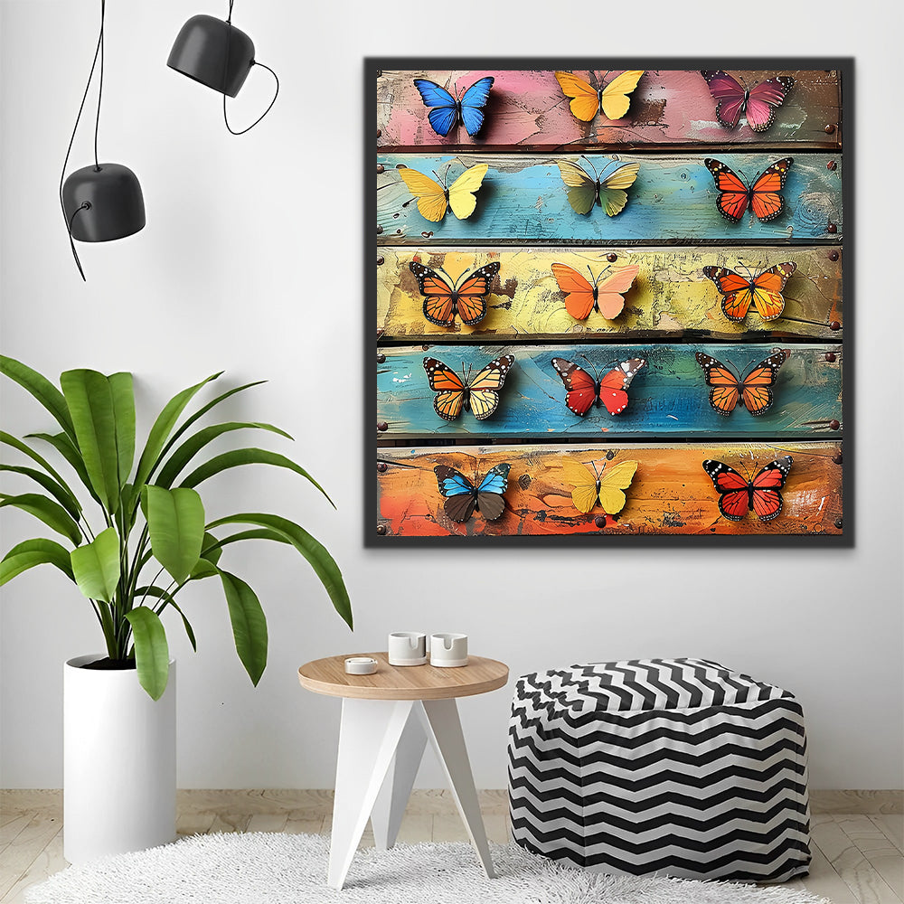 Mariposas de Colores Diversos en Madera Pintar por Números