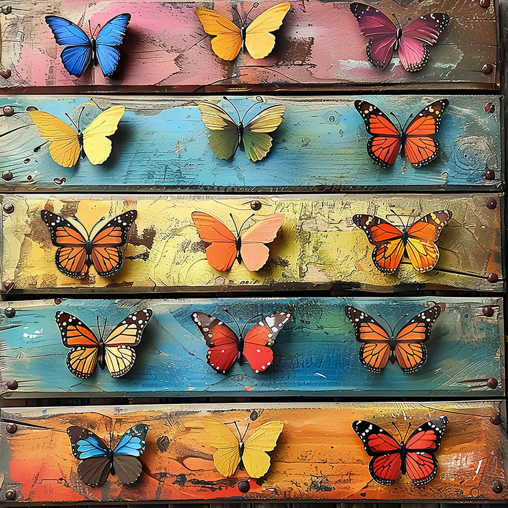 Mariposas de Colores Diversos en Madera Pintar por Números