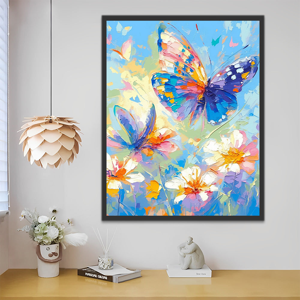 Mariposas entre Flores Blancas Pintar por Números