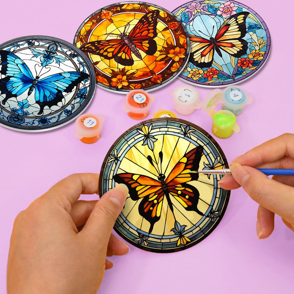 Mariposas Hermosas 4 Posavasos Pintar por Números