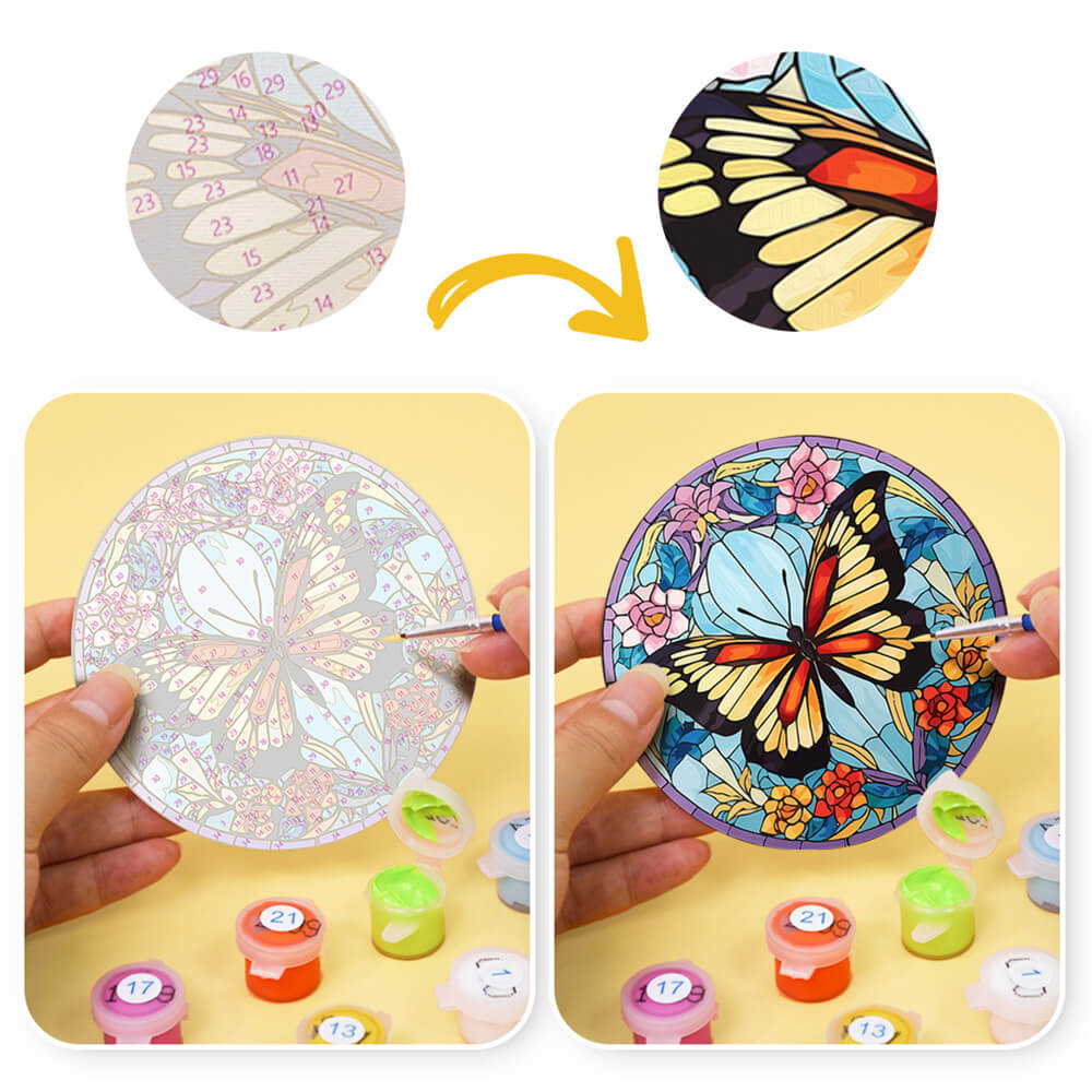 Mariposas Hermosas 4 Posavasos Pintar por Números