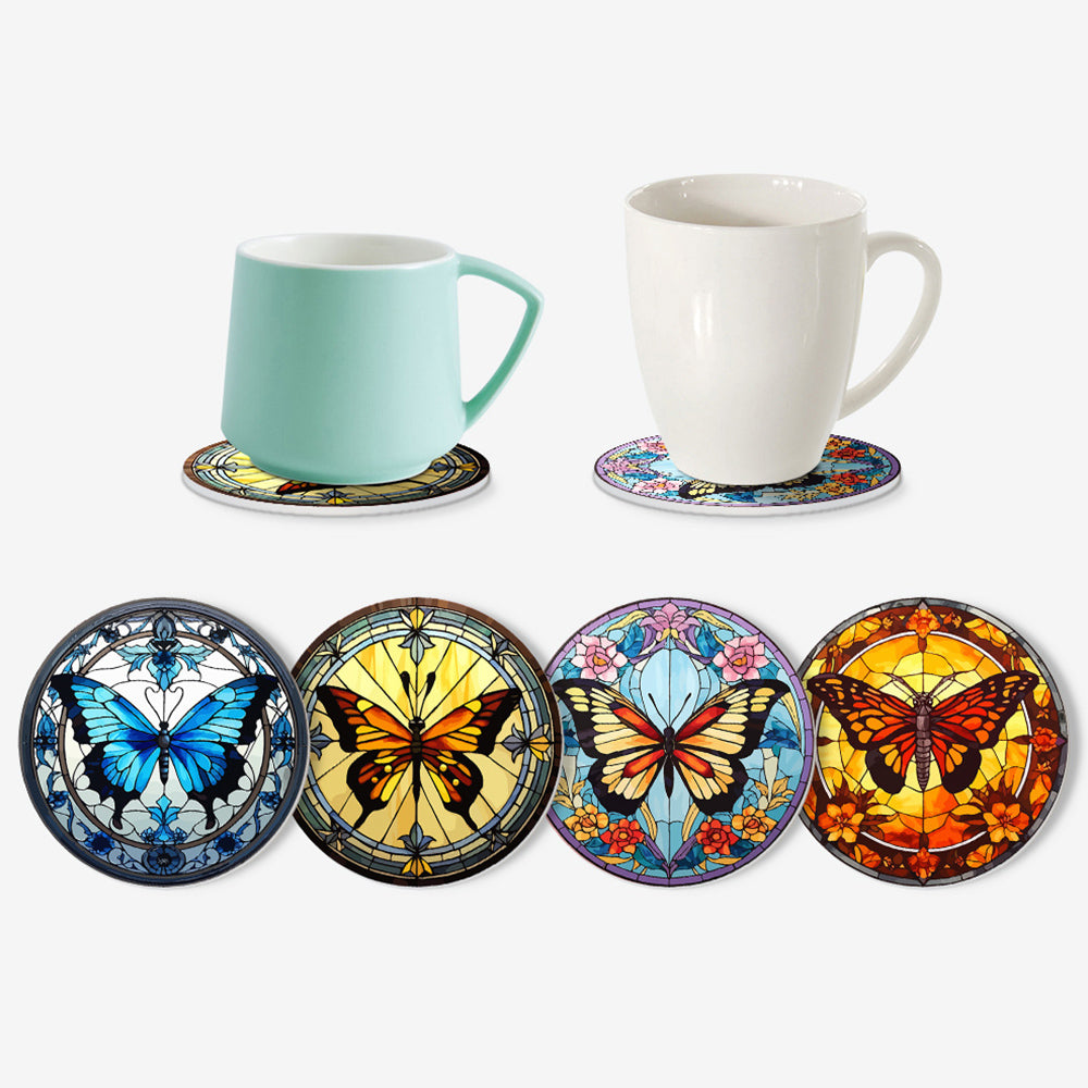 Mariposas Hermosas 4 Posavasos Pintar por Números
