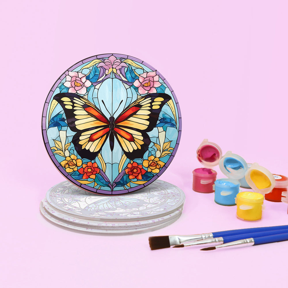 Mariposas Hermosas 4 Posavasos Pintar por Números